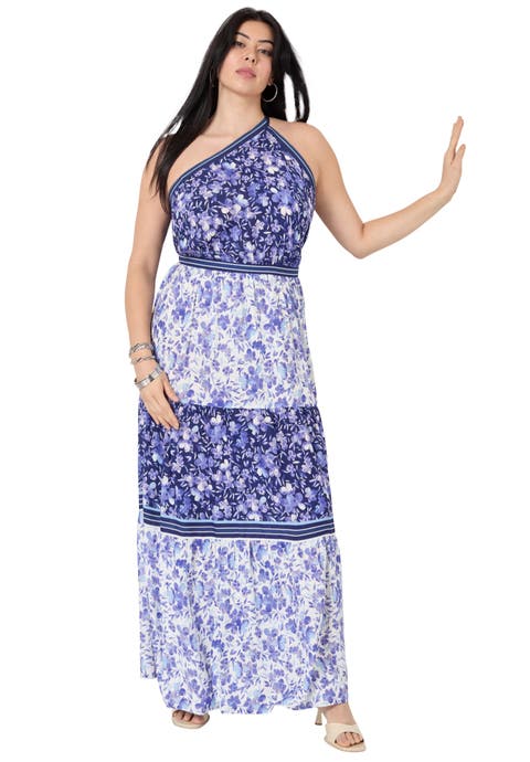 One-Shoulder Tiered Maxi Dress (Plus)