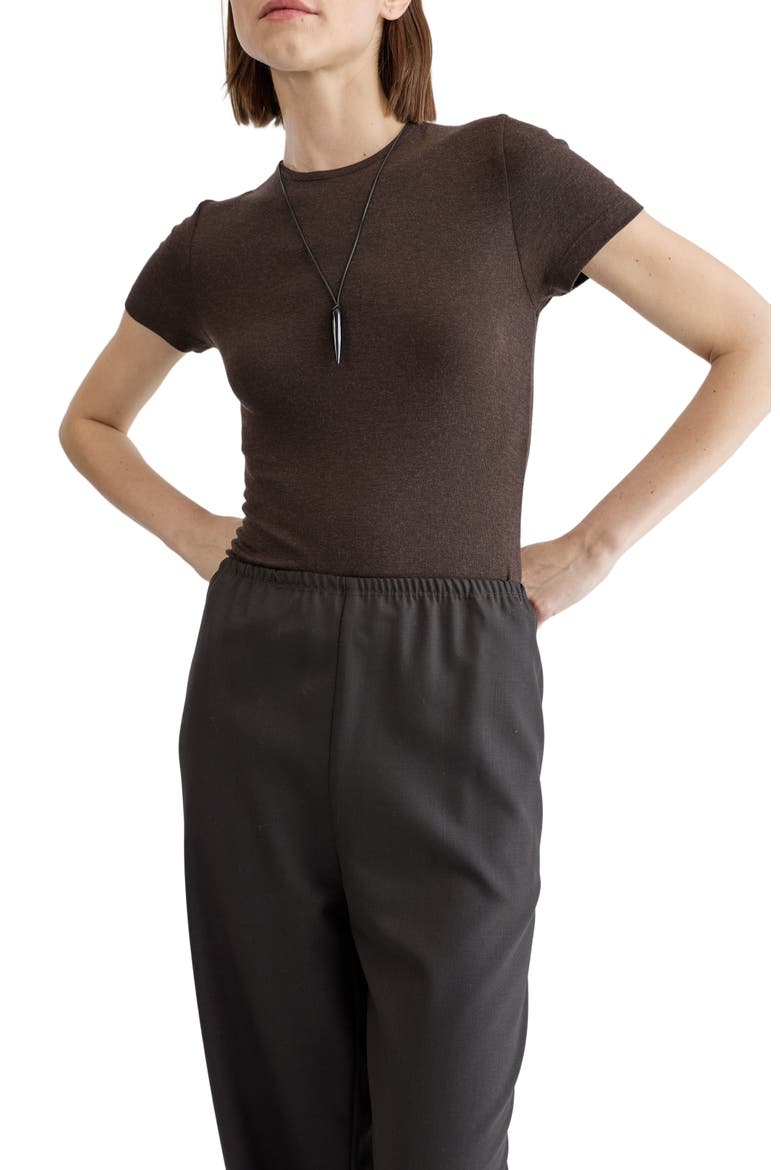 Short Sleeve Knit Top, Alternate, color, Dark Brown