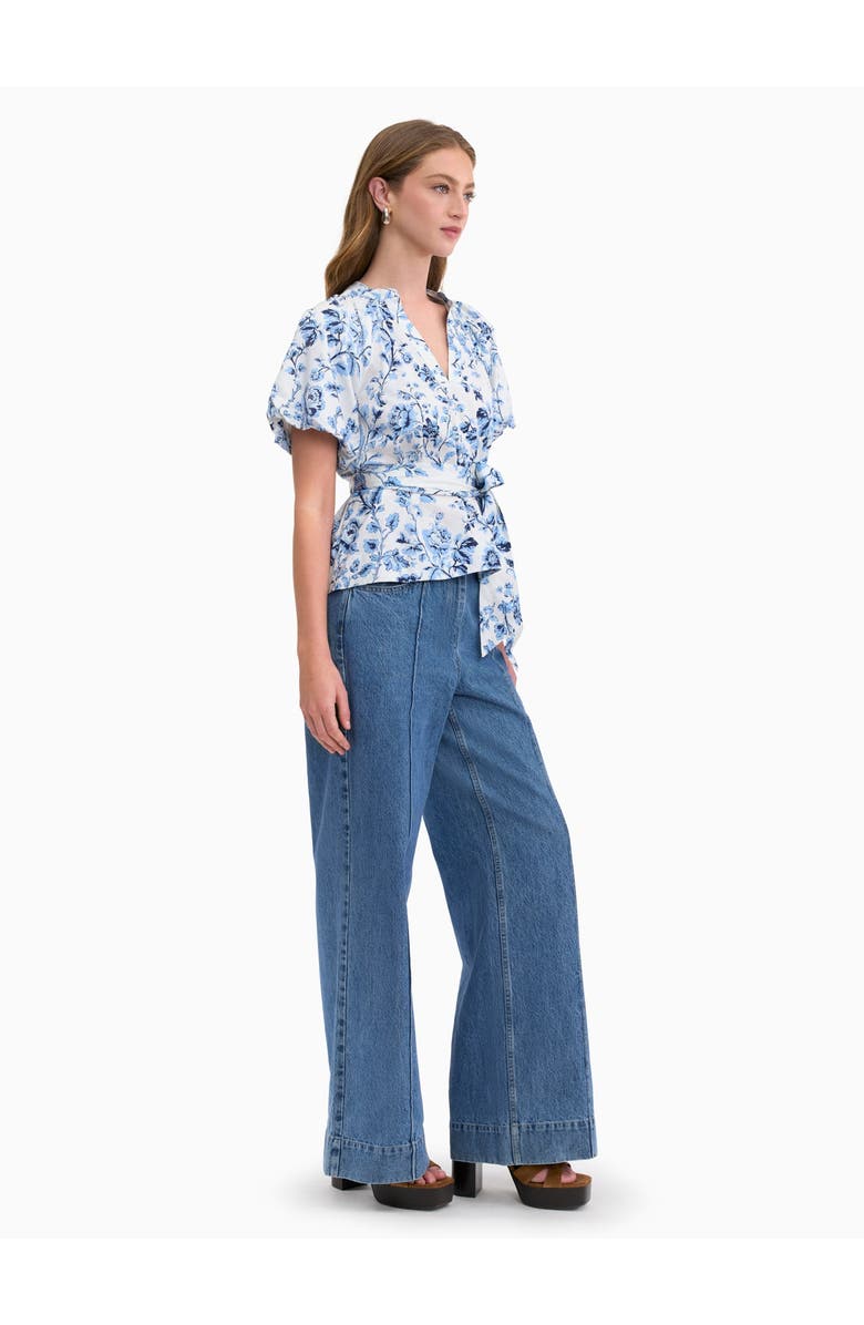 Rebecca Taylor Emelia Printed Blouse, Alternate, color, Alaskan Blue Multi