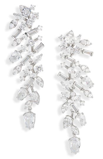 Nadri Lace Chandelier Earrings In Silver