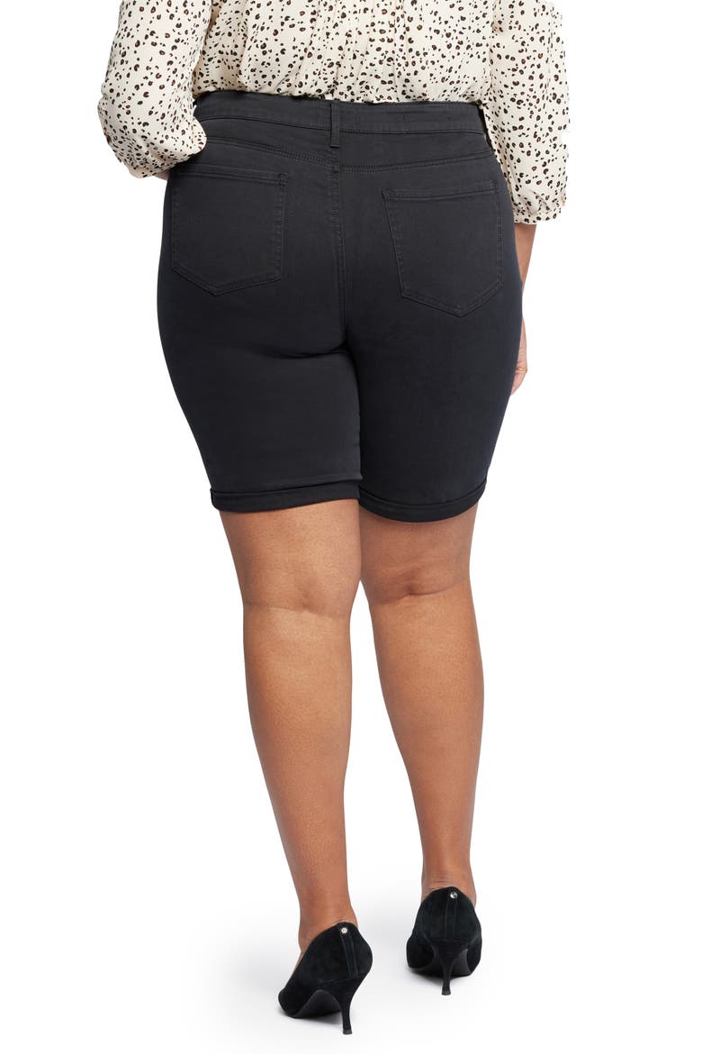 Briella Roll Cuff Denim Bermuda Shorts, Alternate, color, BLACK