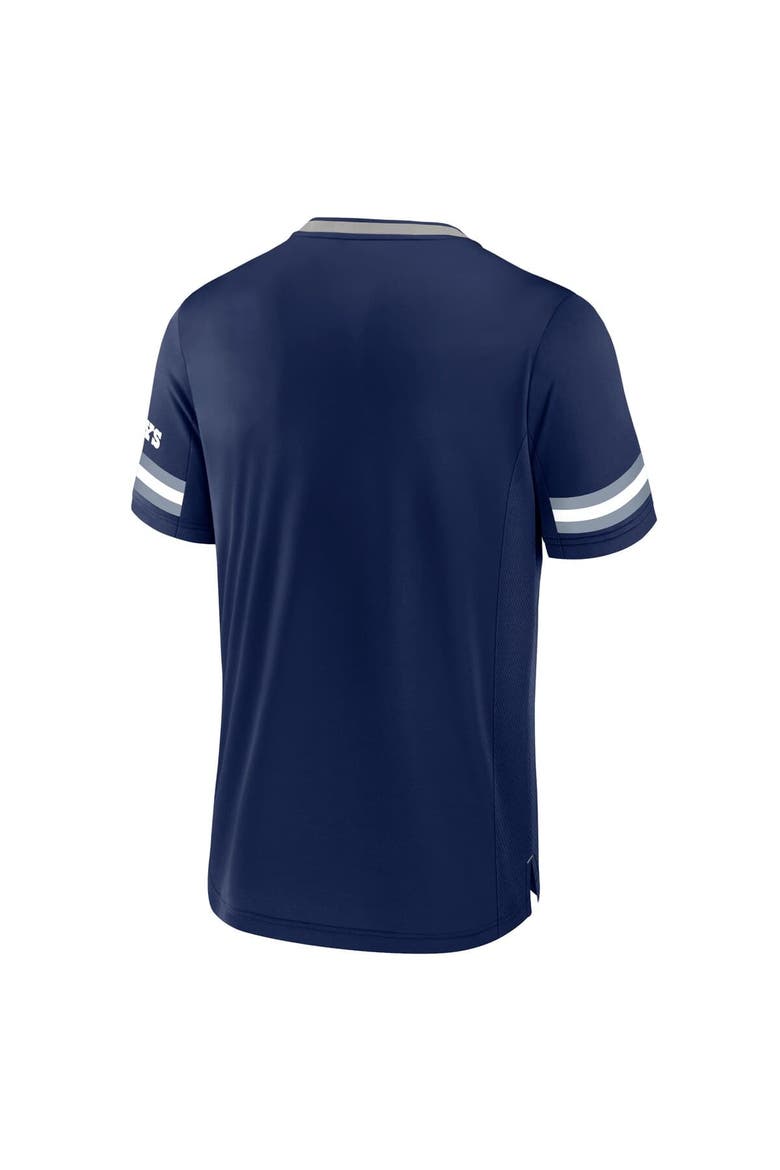 Men's Fanatics Navy Dallas Cowboys Stripe Stacking V-Neck T-Shirt, Alternate, color, Navy