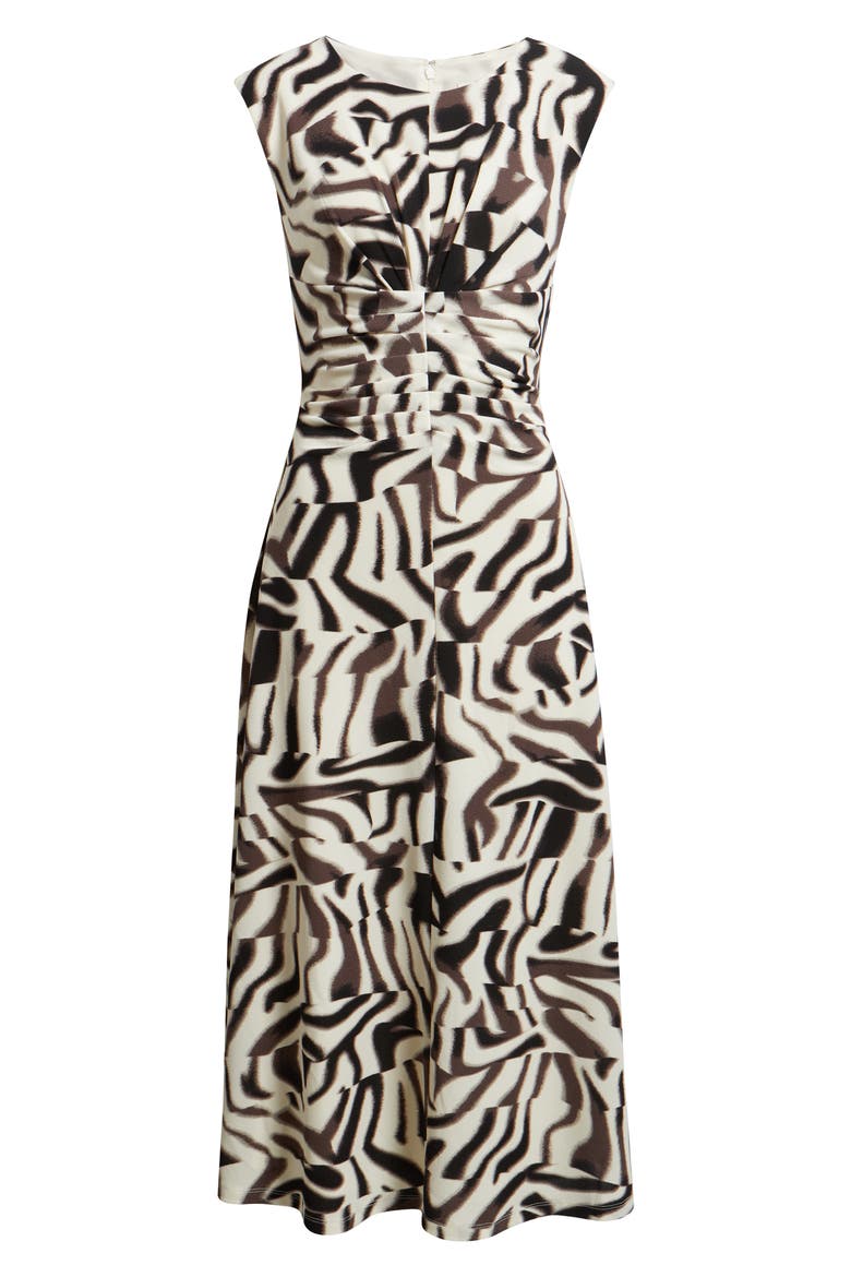Ruched Sleeveless Jersey Midi Dress, Alternate, color, MOLLASSES/ WHITE DOVE