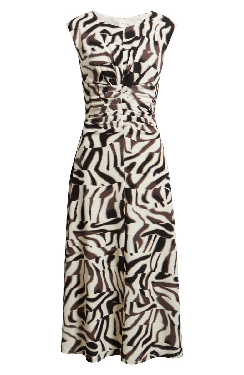 Anne Klein Ruched Sleeveless Jersey Midi Dress, Main, color, Mollasses/ White Dove