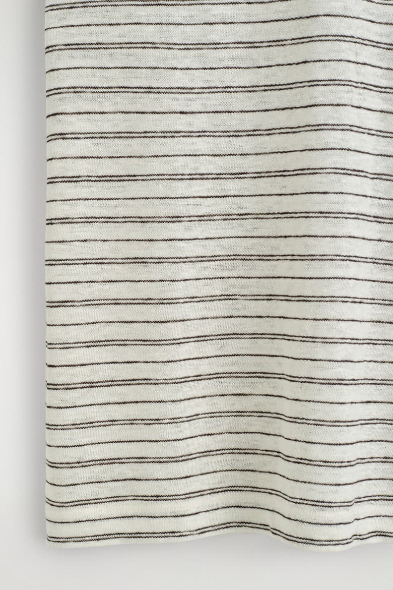 Crew-Neck Linen T-Shirt, Alternate, color, WHITE / BROWN / STRIPED