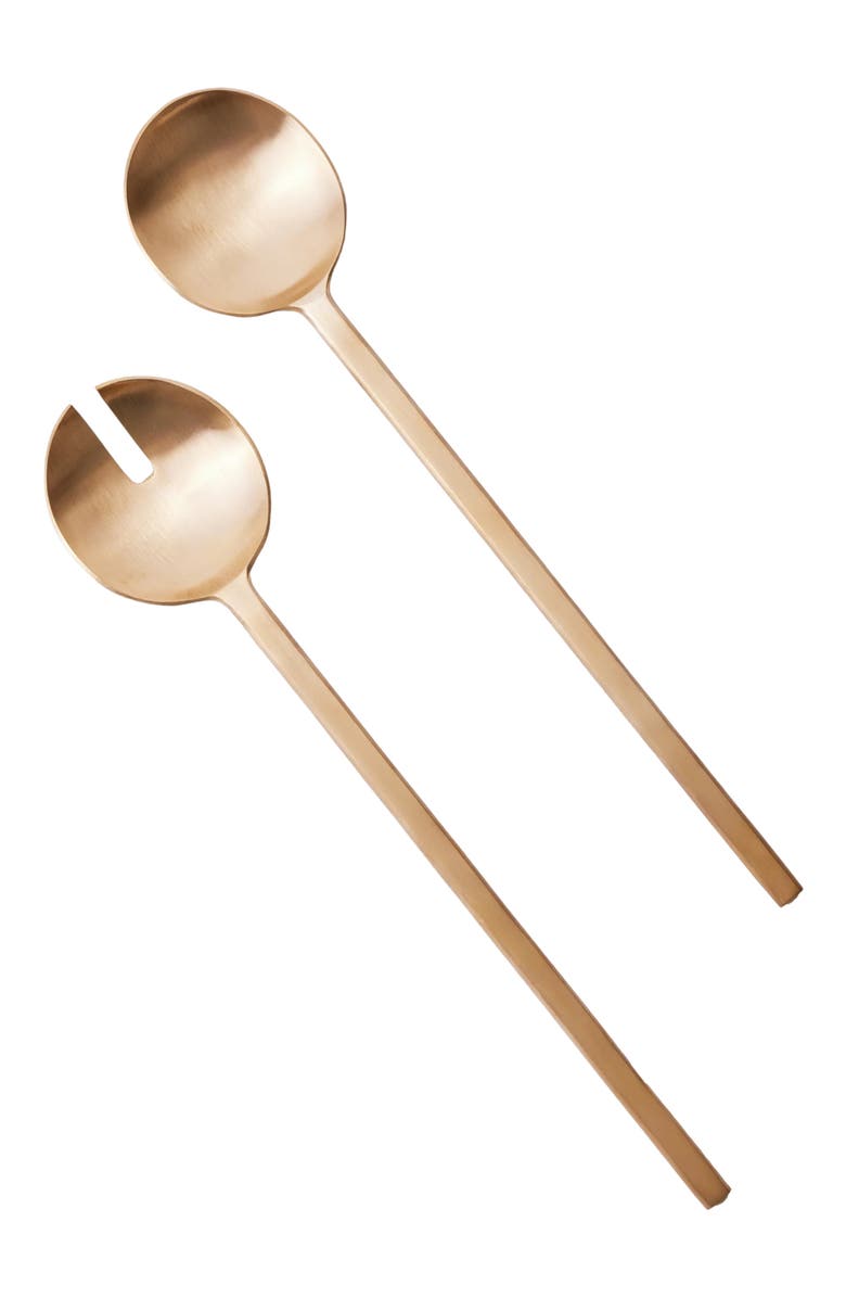 Fleck Loop Salad Servers, Main, color, Bronze