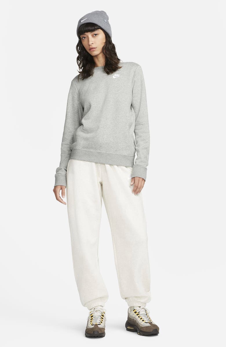 Nike Sportswear Club Fleece Crewneck Sweatshirt, Alternate, color, Dark Grey Heather/ White