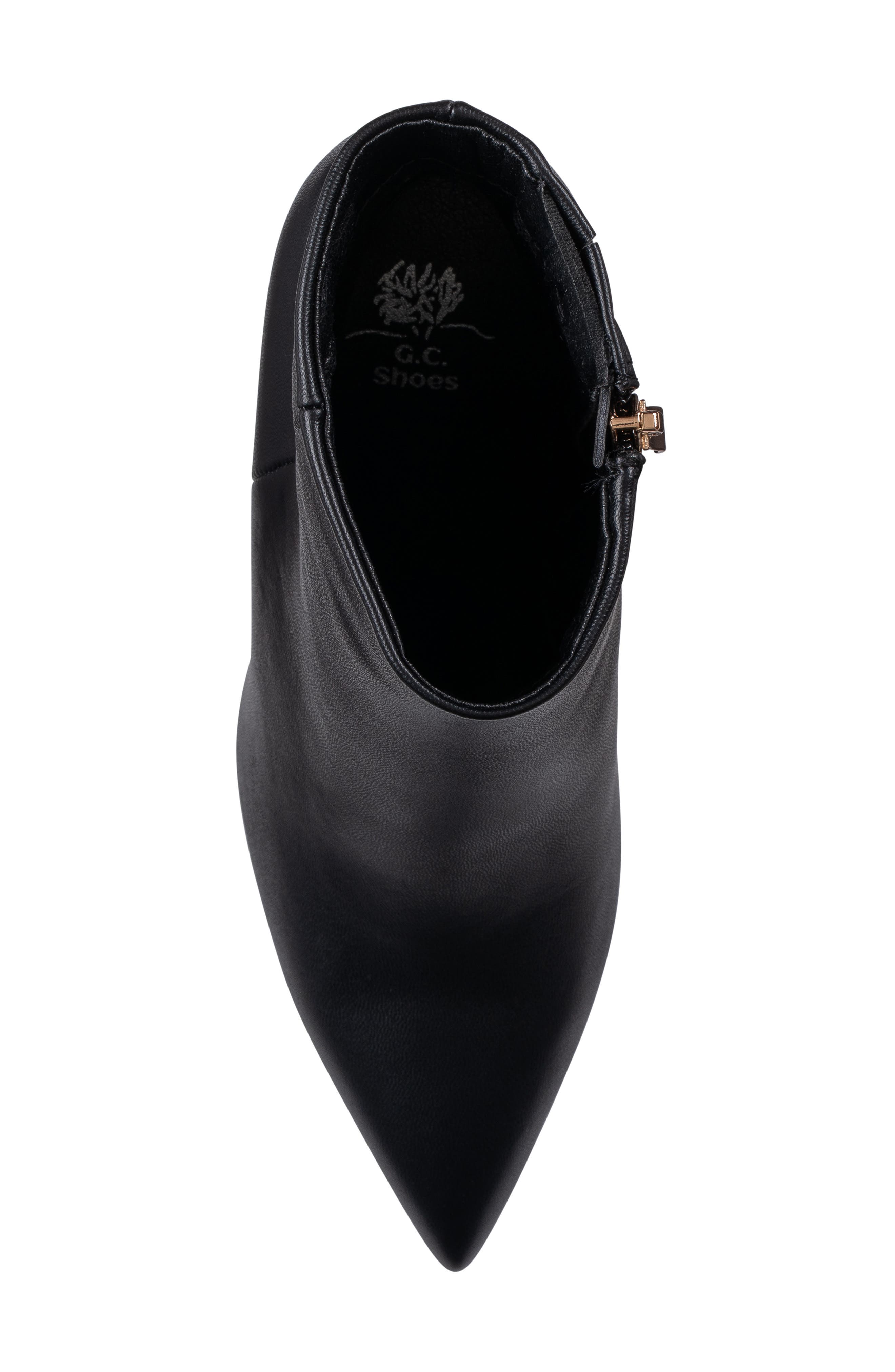 Hadley Faux Leather Pointed Toe Bootie, Alternate, color, BLACK