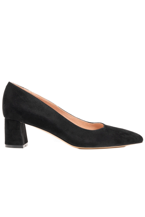 ALLY Shoes Lower Block Heel Pump in Black Suede  product