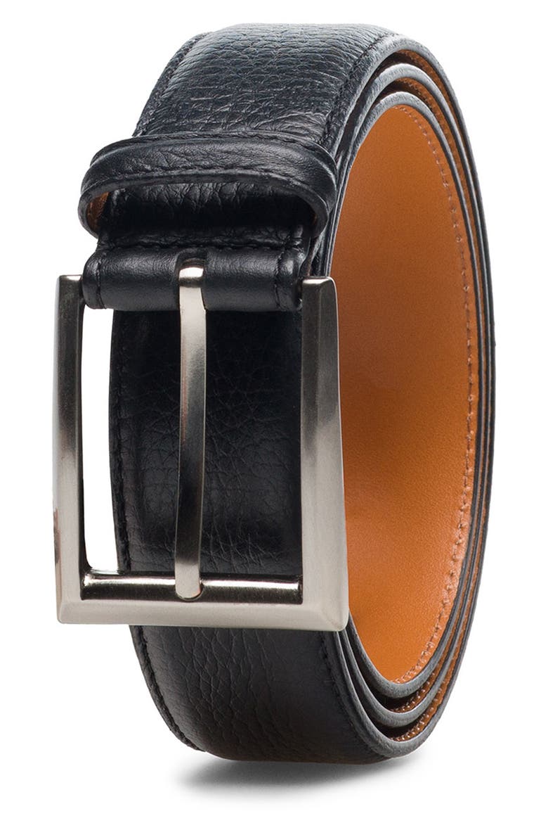 Rocas Leather Belt, Main, color, BLACK