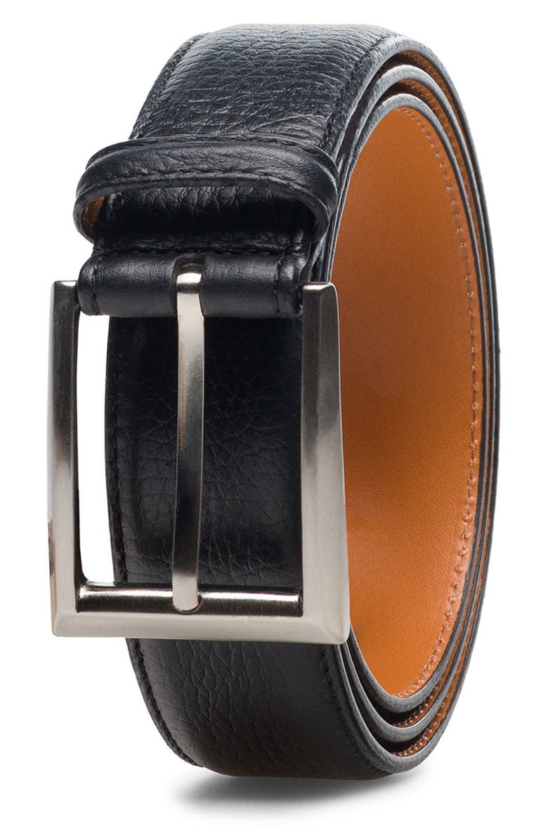 Magnanni Rocas Leather Belt, Main, color, Black
