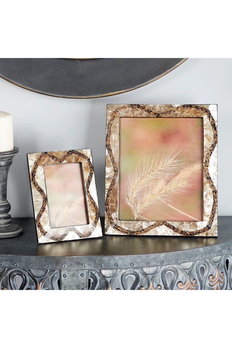 Rectangular Brown Inlaid Vervain & Capiz Shell Picture Frame, Alternate, color, BROWN