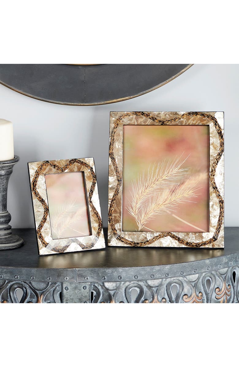 WILLOW ROW Rectangular Brown Inlaid Vervain & Capiz Shell Picture Frame, Alternate, color, Brown