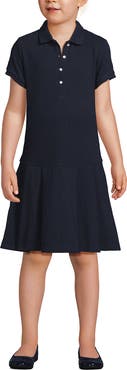 Lands' End School Uniform Girls Short Sleeve Mesh Pleated Polo Dress