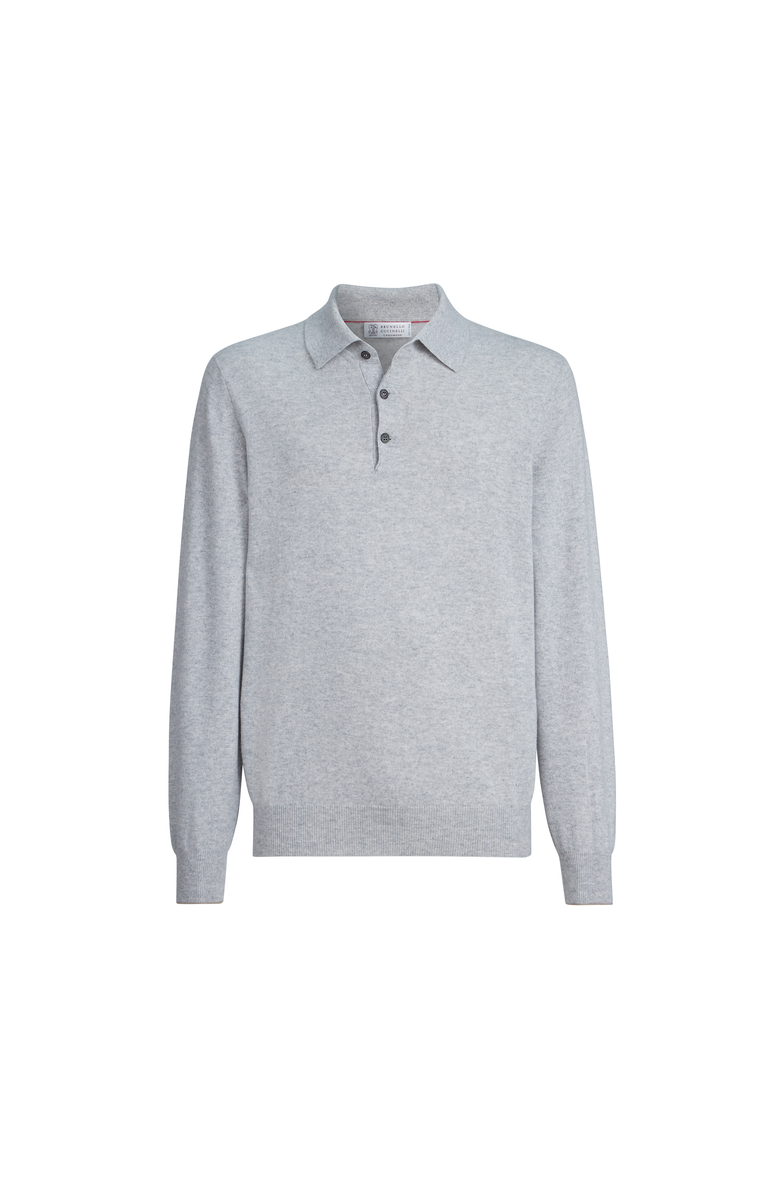 Brunello Cucinelli Cashmere knit polo shirt, Main, color, Pebble