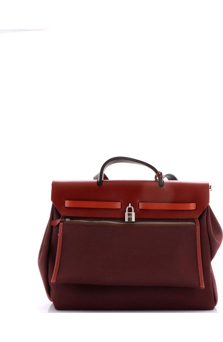 Pre-Owned Hermes Herbag Zip Leather and Toile 39, Alternate, color, Bordeaux