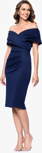 Off the Shoulder Scuba Knit Cocktail Dress