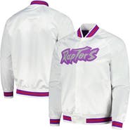 Mitchell & Ness Men's Mitchell & Ness White Toronto Raptors Hardwood Classics  Throwback Wordmark Raglan Full-Snap Jacket