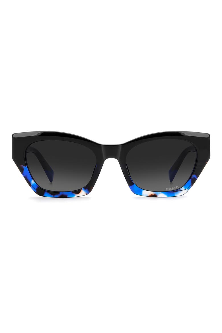53mm Gradient Rectangular Sunglasses, Main, color, BLACK HAVANA BLUE/ DARK GREY