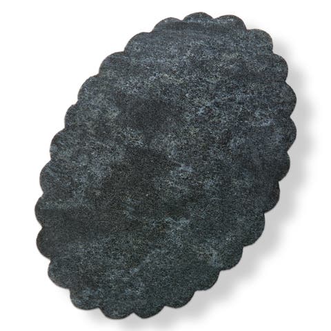 Everyday Black Marble Scalloped Oval Serving Board