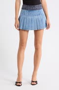Alice + Olivia Mera Pleated Denim Miniskirt