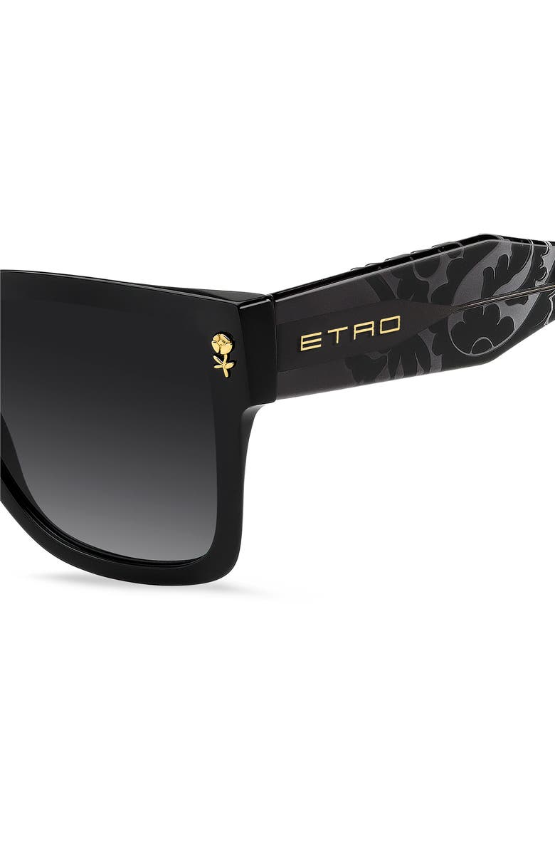 Etro 57mm Square Sunglasses, Alternate, color, Black/ Dark Grey Sf