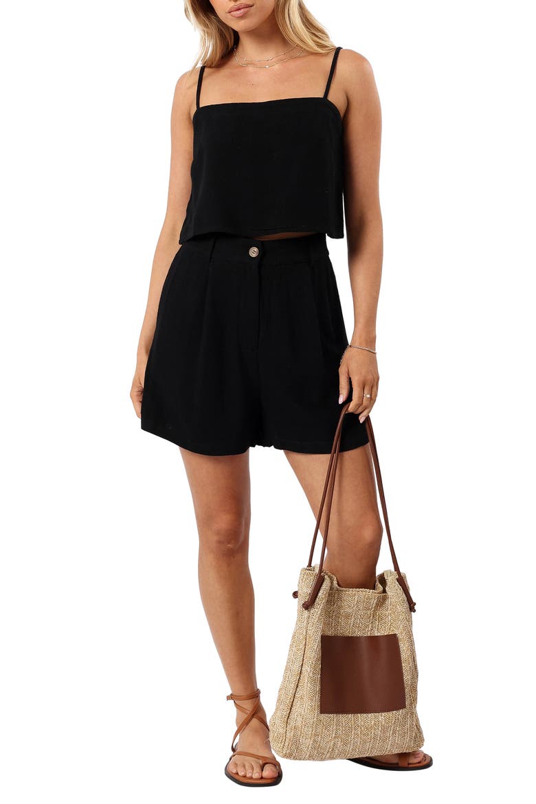 Ryan Linen Camisole & Shorts Set, Main, color, BLACK
