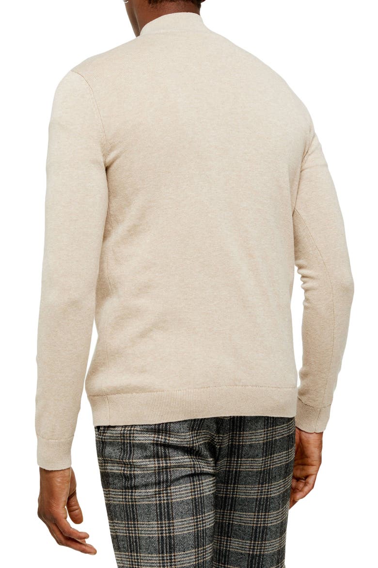 Classic Fit Quarter-Zip Mock Neck Sweater, Alternate, color, STONE