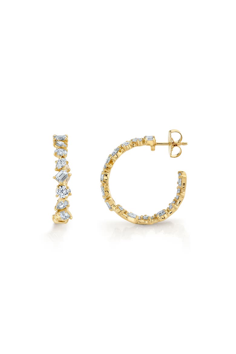 Montage Petite Diamond Hoop Earrings, Alternate, color, Yellow Gold