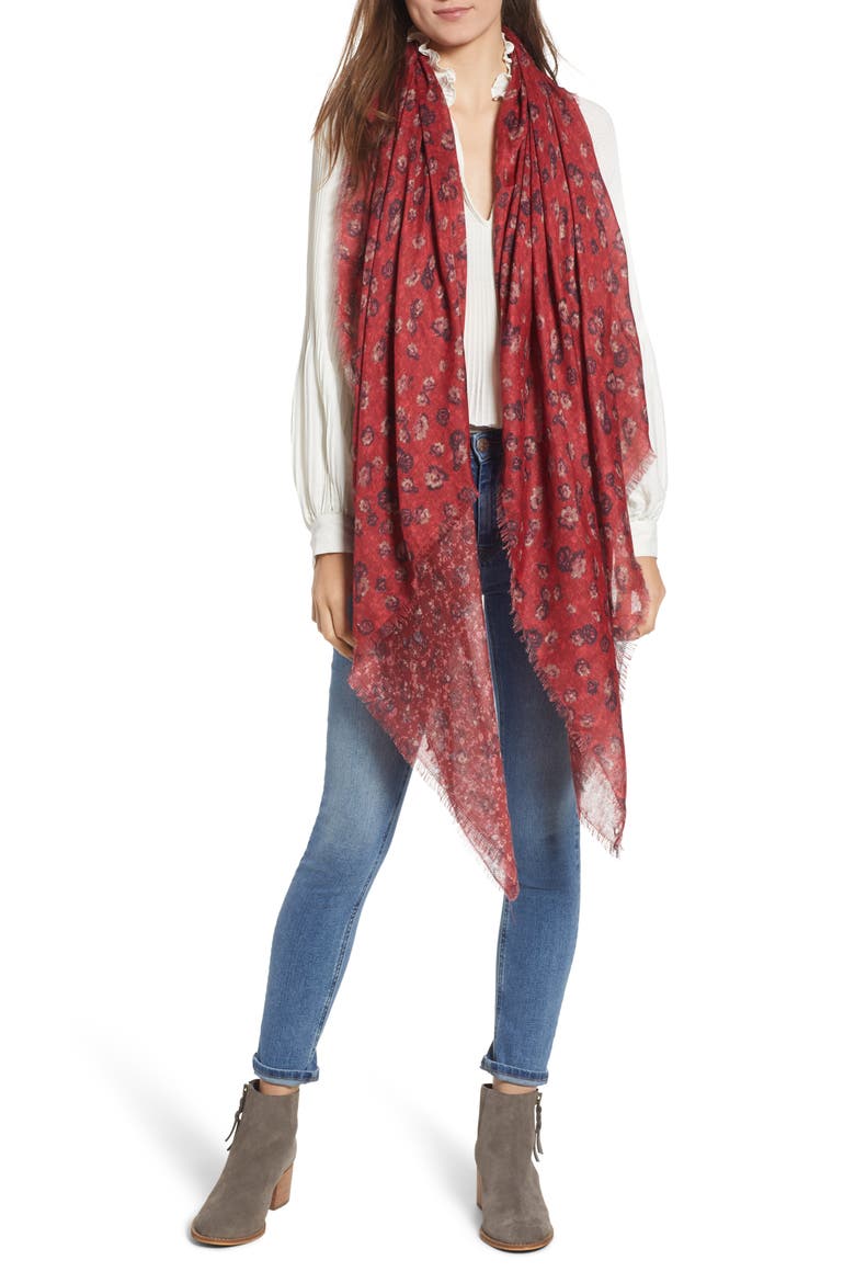 Print Wrap, Alternate, color, RED FLORAL FAN