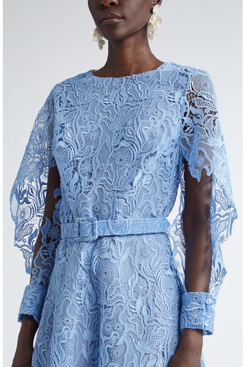 Long Sleeve Bellflower Guipure Lace Dress, Alternate, color, OPAL
