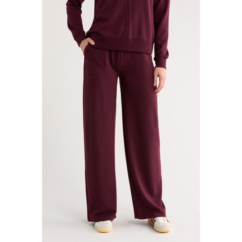 Splendid Velvet Trim Pants In Purple