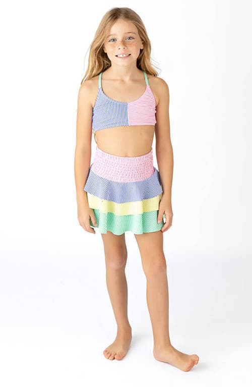 SHADE CRITTERS SHADE CRITTERS KIDS' STRIPE SEERSUCKER RUFFLE TIERED COVER-UP SKIRT 