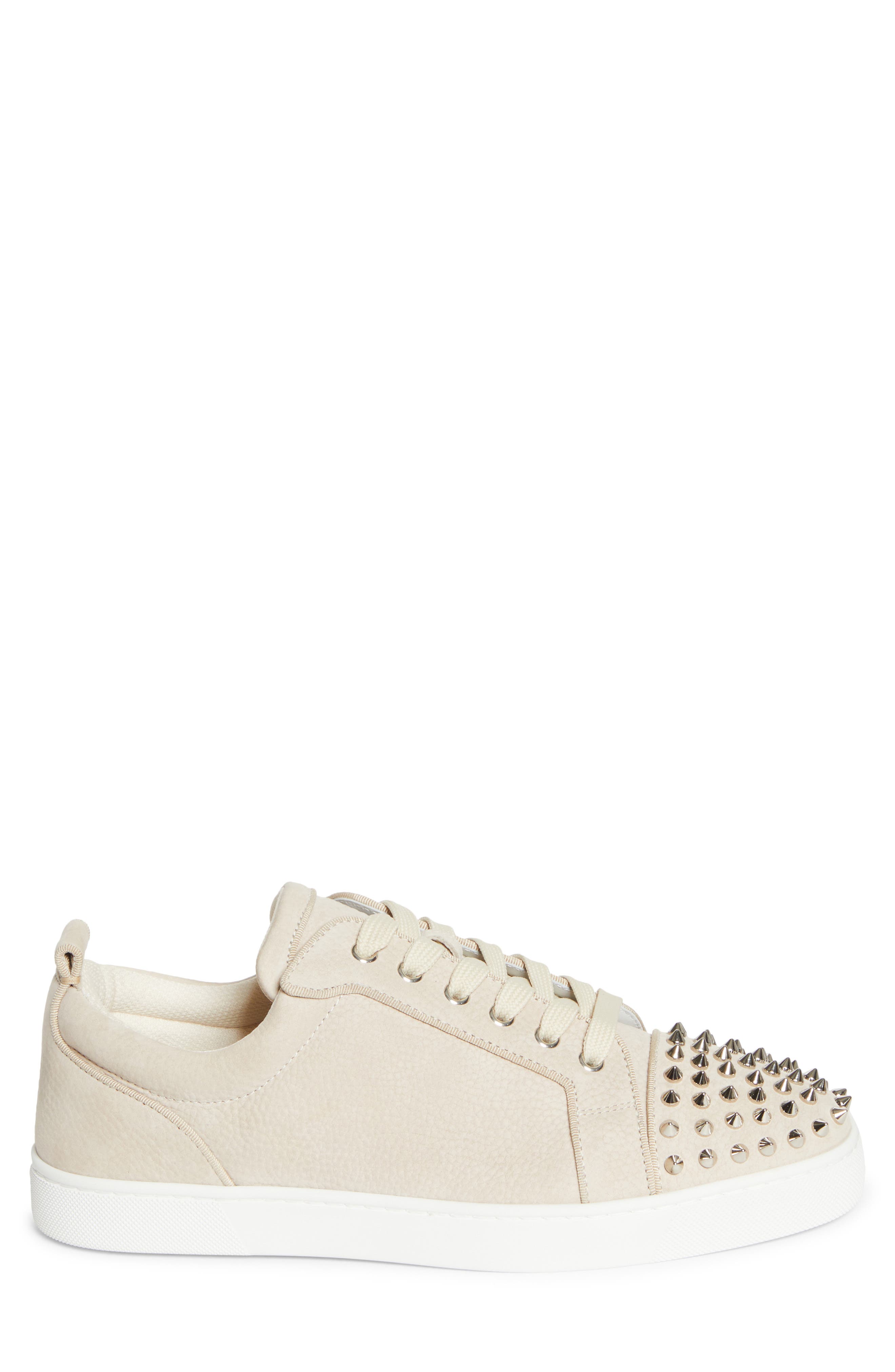 Christian Louboutin Louis Junior Spikes Orlato Sneaker, Alternate, color, Beige/ Silver