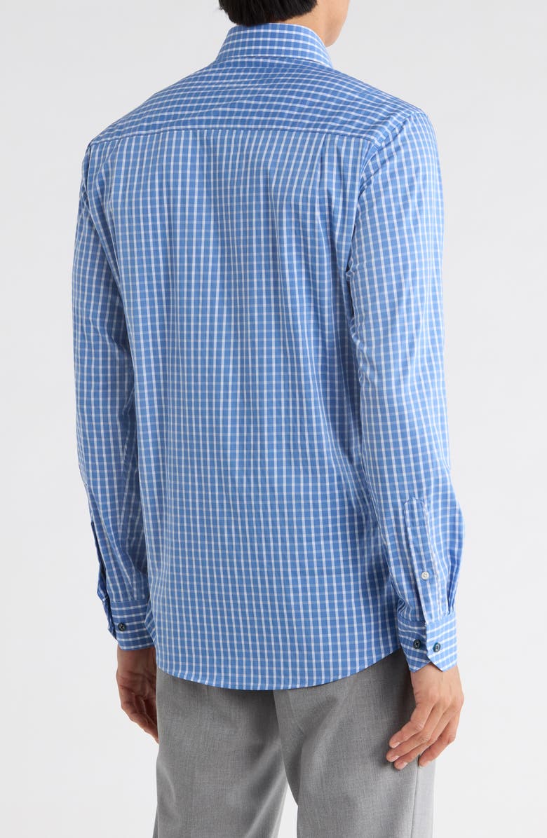 Duchamp Grid Print Slim Fit Dress Shirt, Alternate, color, Blue
