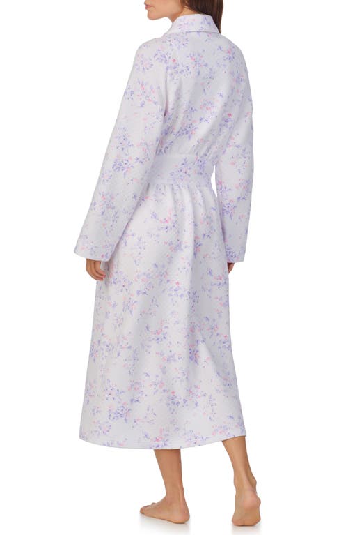 Eileen West Floral Quilted Cotton Ballet Robe In White Lilac