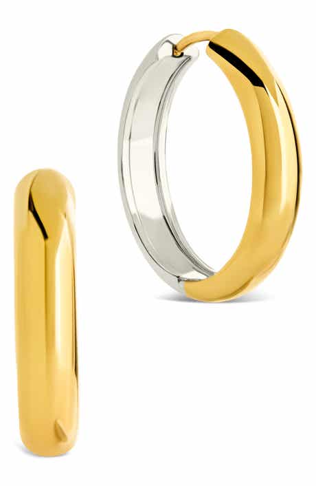Sterling Forever Two Tone Hoop Earrings