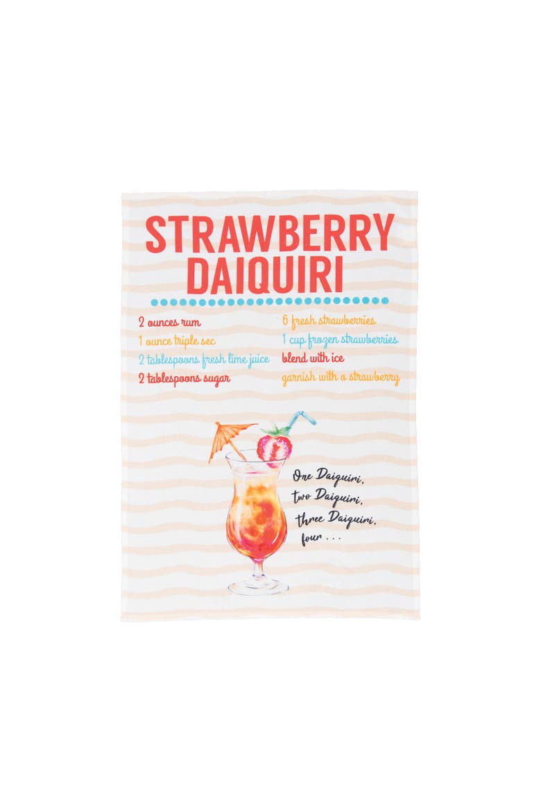 Strawberry Daiquiri Printed Flour Sack Kitchen Towel DishTowel, Main, color, White