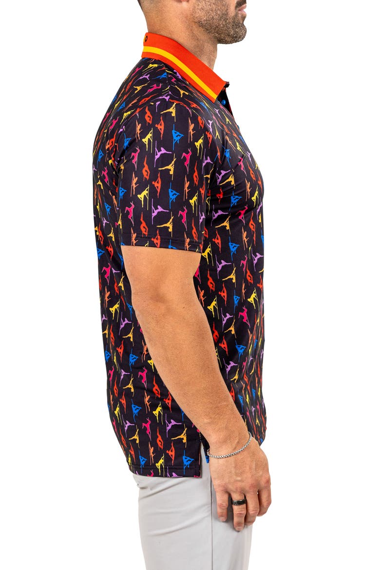Martyr Print Golf Polo, Alternate, color, BLACK
