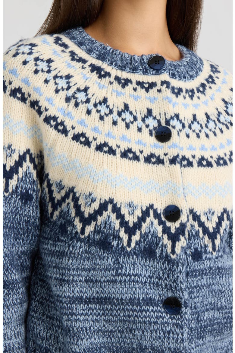 Fair Isle Cardigan, Alternate, color, BLUE MULTI