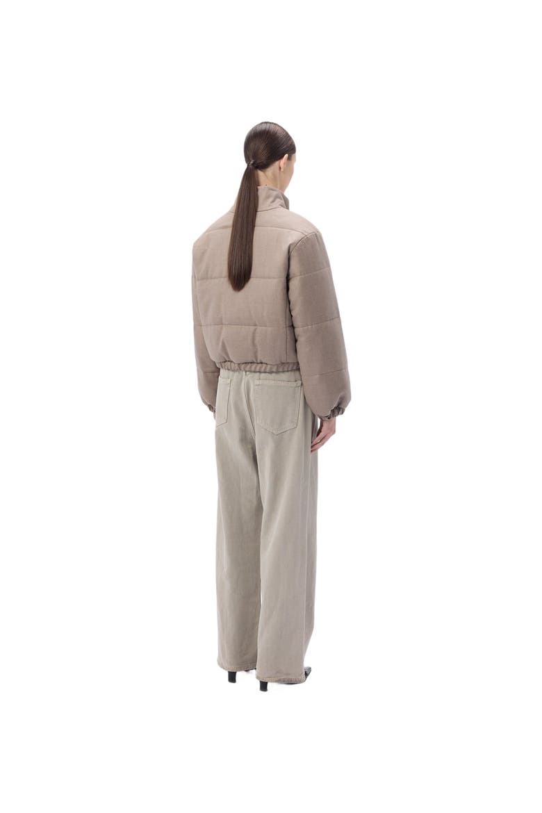 Cropped High-Neck Cashmere Jacket, Alternate, color, taupe