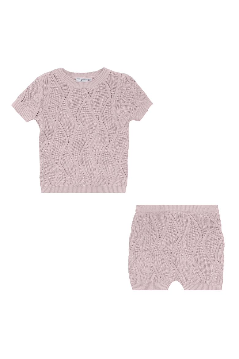 Girl Chunky Jersey Short Sleeve Top and Shorts Set, Main, color, Primrose