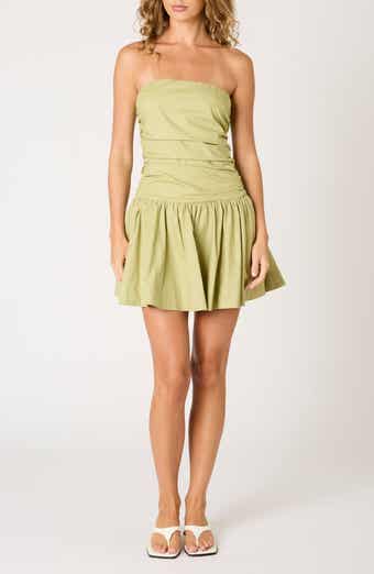 Nia Currant Strapless Cotton Minidress