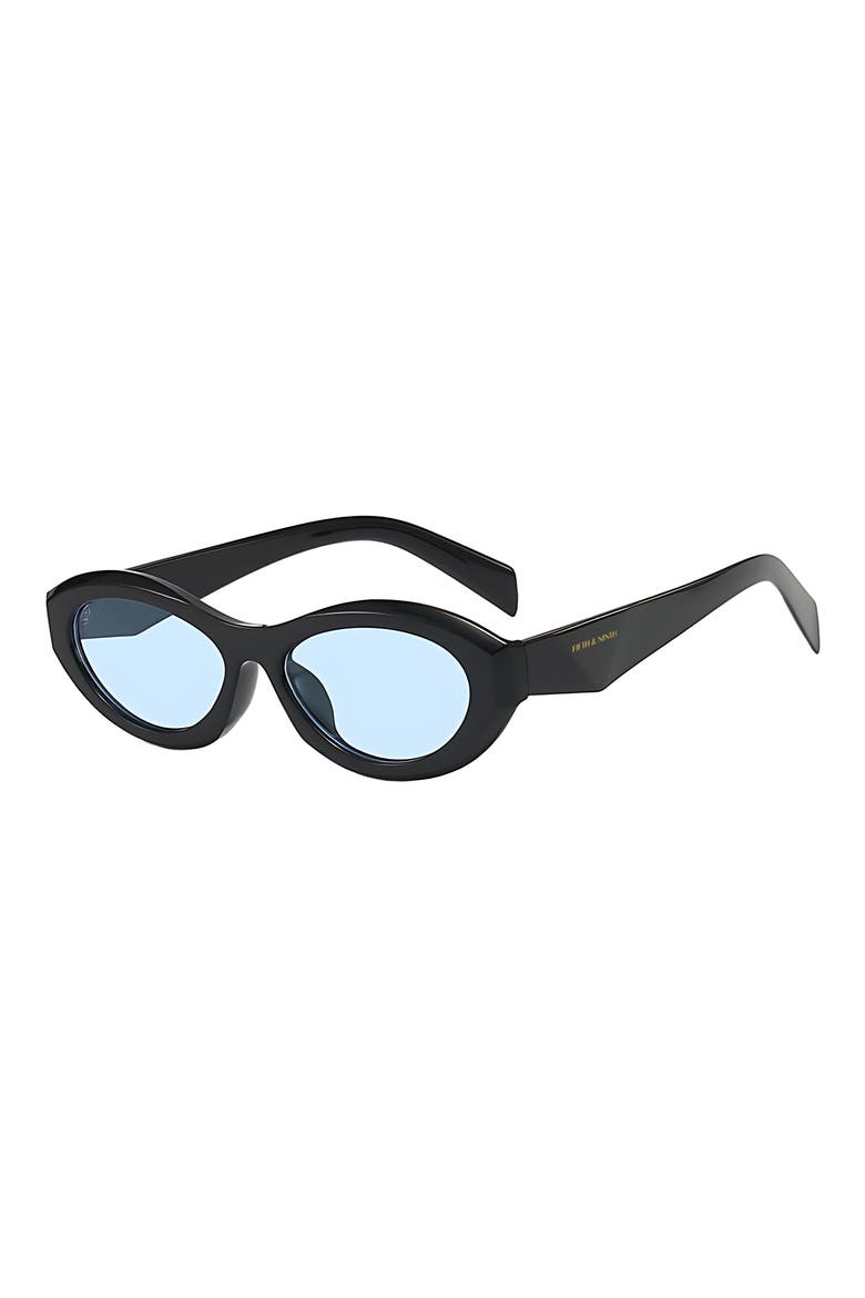 Leona 54mm Polarized Oval Sunglasses, Alternate, color, BLACK / BLUE