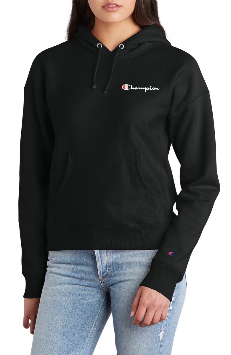 Champion Reverse Weave<sup>®</sup> Logo Drawstring Hoodie, Main, color, 