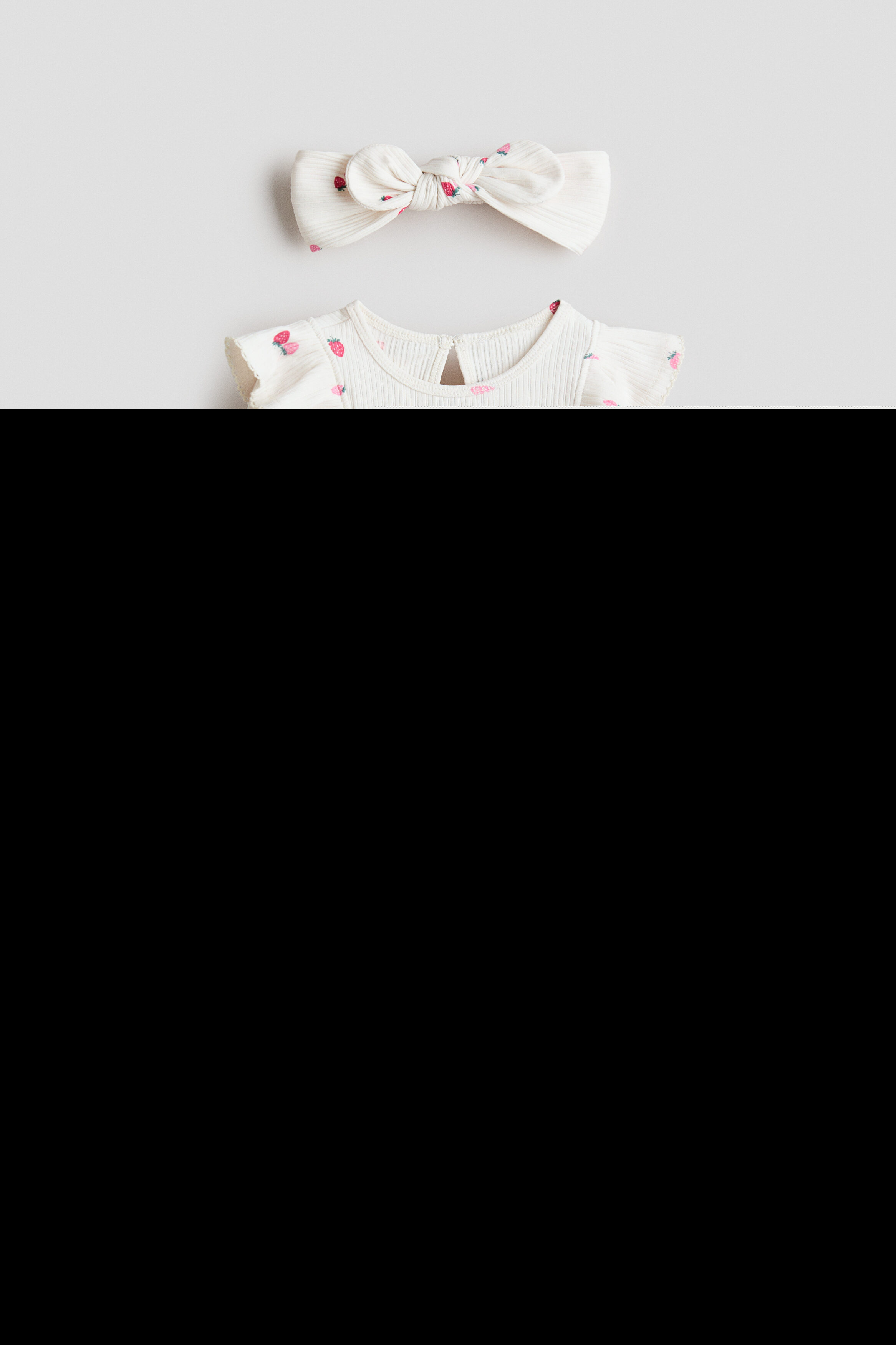 H&M 3-piece Printed Cotton Set, Alternate, color, White/Strawberries