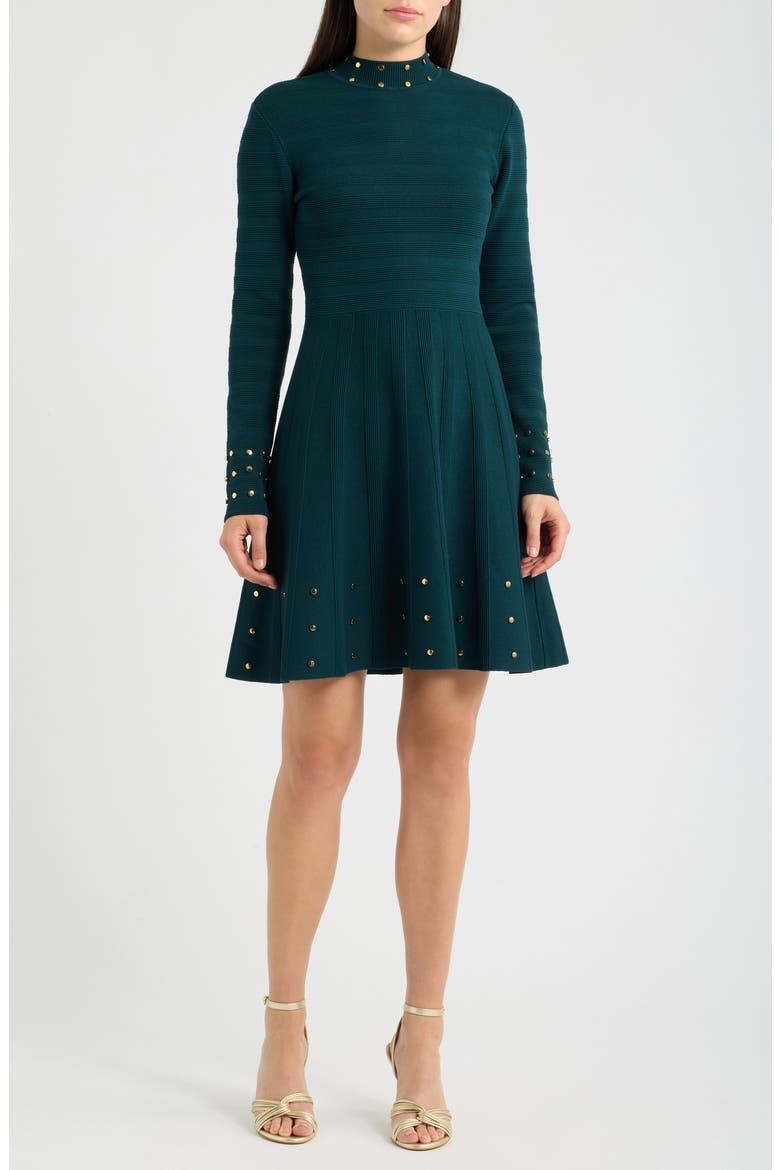 Stud Ottoman Long Sleeve Sweater Dress, Main, color, HUN
