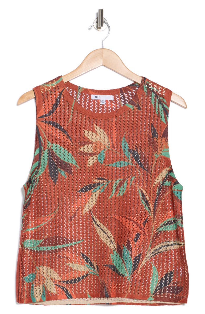 Daniel Rainn Floral Open Knit Sleeveless Sweater, Alternate, color, Red
