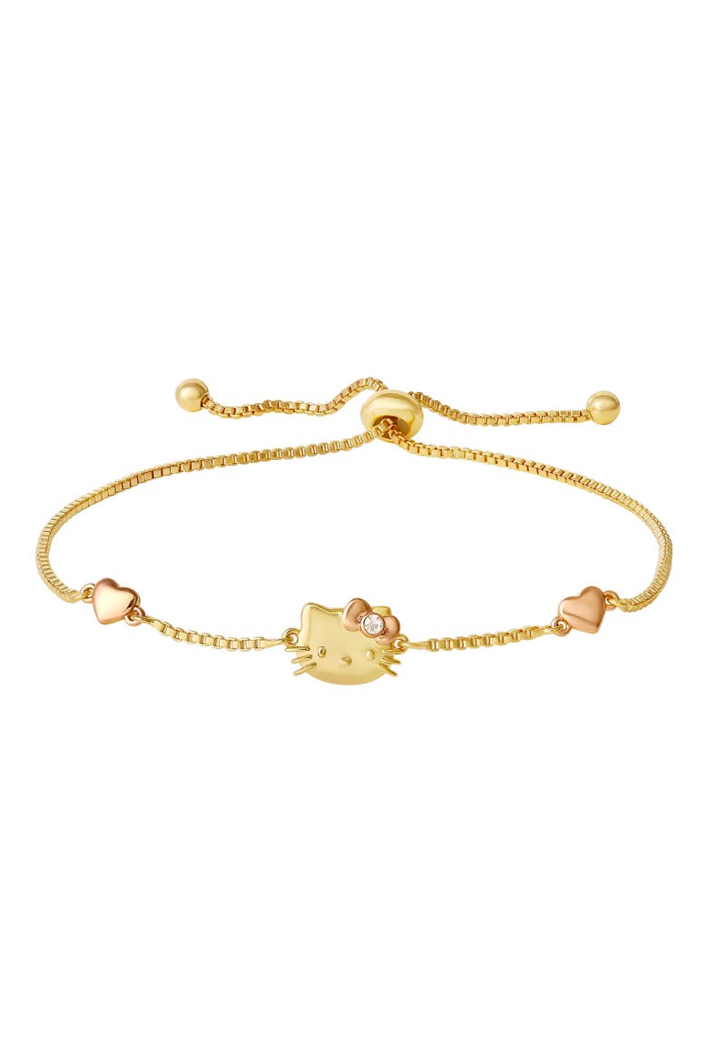 Pink Heart Adjustable Lariat Bracelet, Main, color, Gold