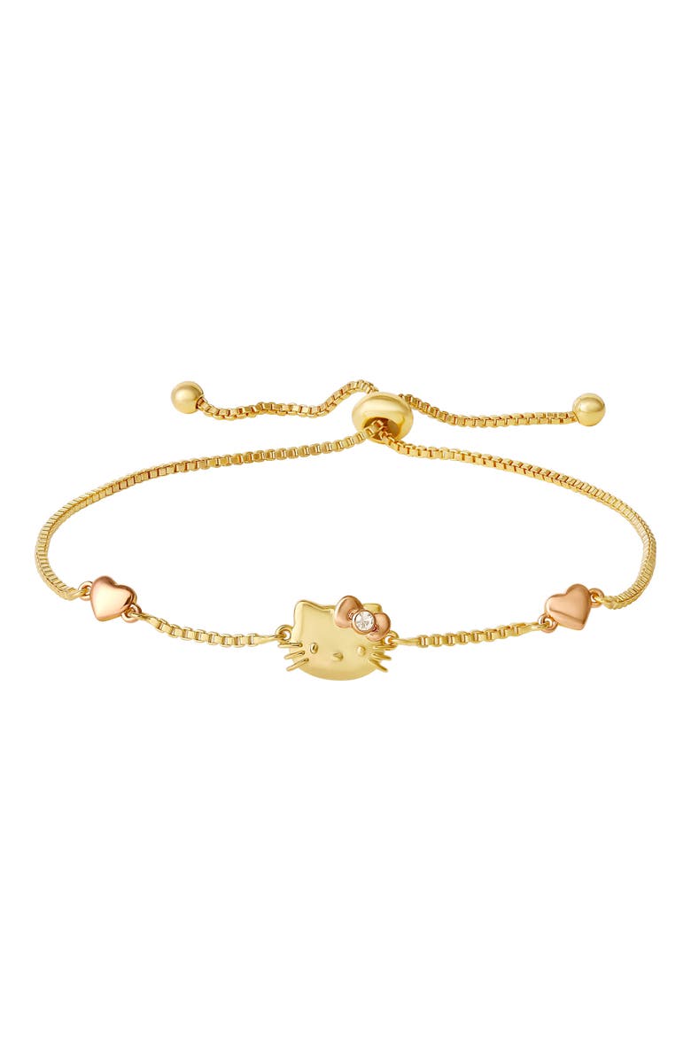 Hello Kitty Pink Heart Adjustable Lariat Bracelet, Main, color, Gold
